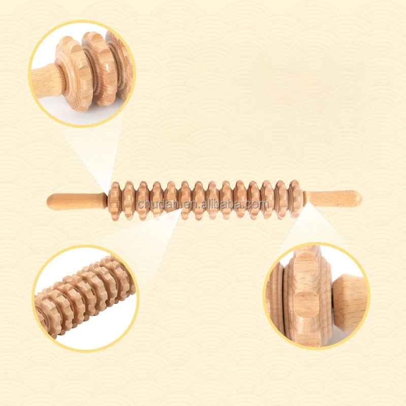 Beech massager roller massage tool home acupoint relaxation massage wheel for the elderly