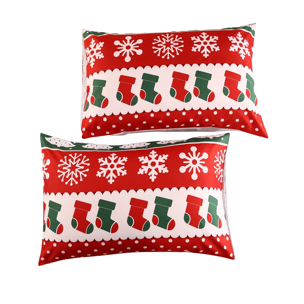 Microfiber Inner Soft Premium Quality Christmas Tree Stocking Reindeer Snowflake Printed Bedroom Set