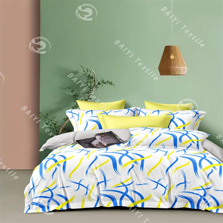 Luxury Design 100% Polyester Fibre Bed Sheet drat de lit en fleurs Bedding Set drat de lit 3 place