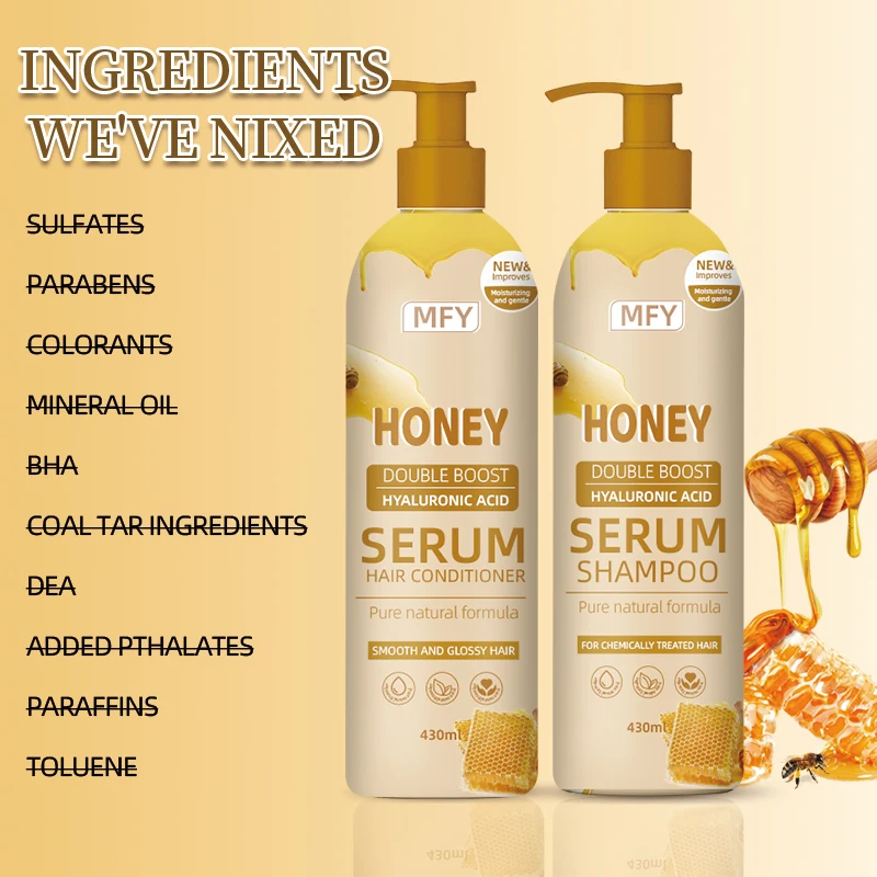 Sulfate and Paraben Free Shampoo with Hyaluronic Acid Keratin Honey Anti-Dandruff Oil Control Moisturizing Shampoo