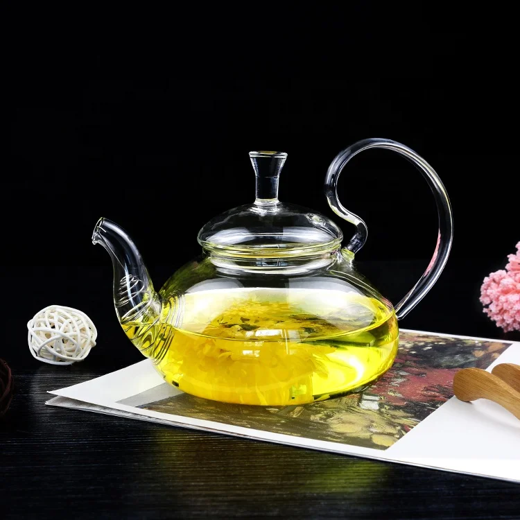 2025 продукт элегантный чайник для напитков с ручкой Новый китайский стиль фруктового чая стеклянный