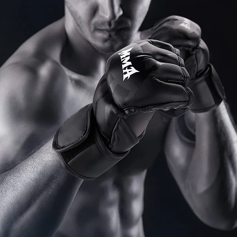 MMA ONEMAX Sparring UFC Gloves Half Finger Custom Logo With Three-layer Wristband For Training Factory Directly Supply