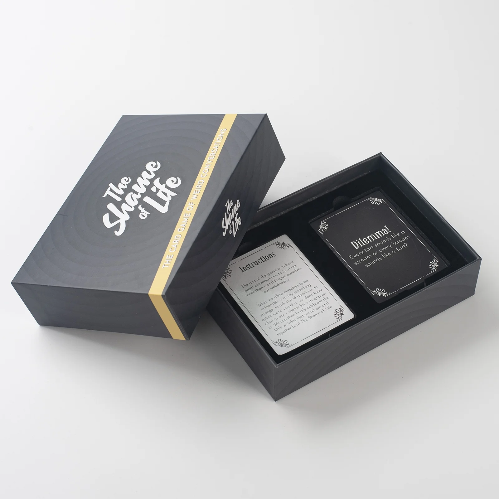 OEM Custom Design Art Paper CMYK Printing Adult Card Games With Lid-bottom Rigid Box