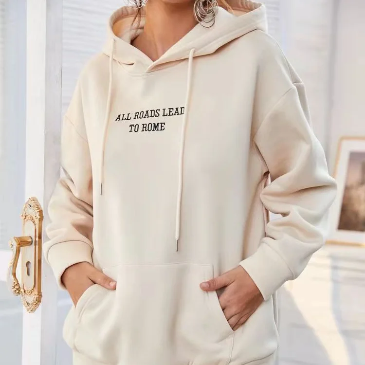 Женская флисовая толстовка с длинным рукавом и карманом-кенгуру