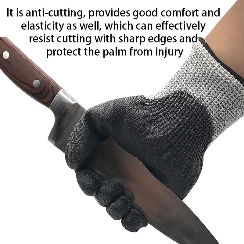Food Grade Cut Resistant Gloves With PU Coated Palm Level 5 Cutting Gloves Kitchen Safety Anti Cut Gloves