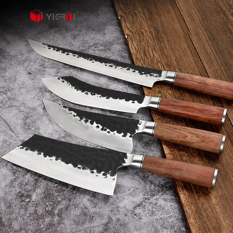 OEM Factory Outdoor Knife Handmade Forge Steel Knife Rosewood Handle Kitchen With Sheath