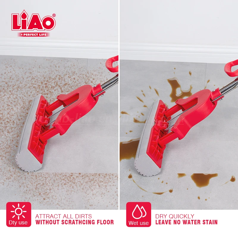 LiAo 27cm wholesale household floor cleaning easy squeeze folding sponge magic roller PVA mop