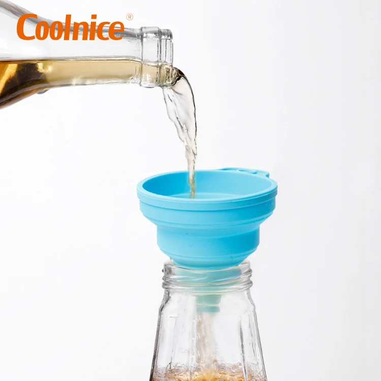 Collapsible , Foldable Kitchen Accessory Wide Mouth Hopper for Water Bottle Liquid Powder Transfer Silicone  Funnel