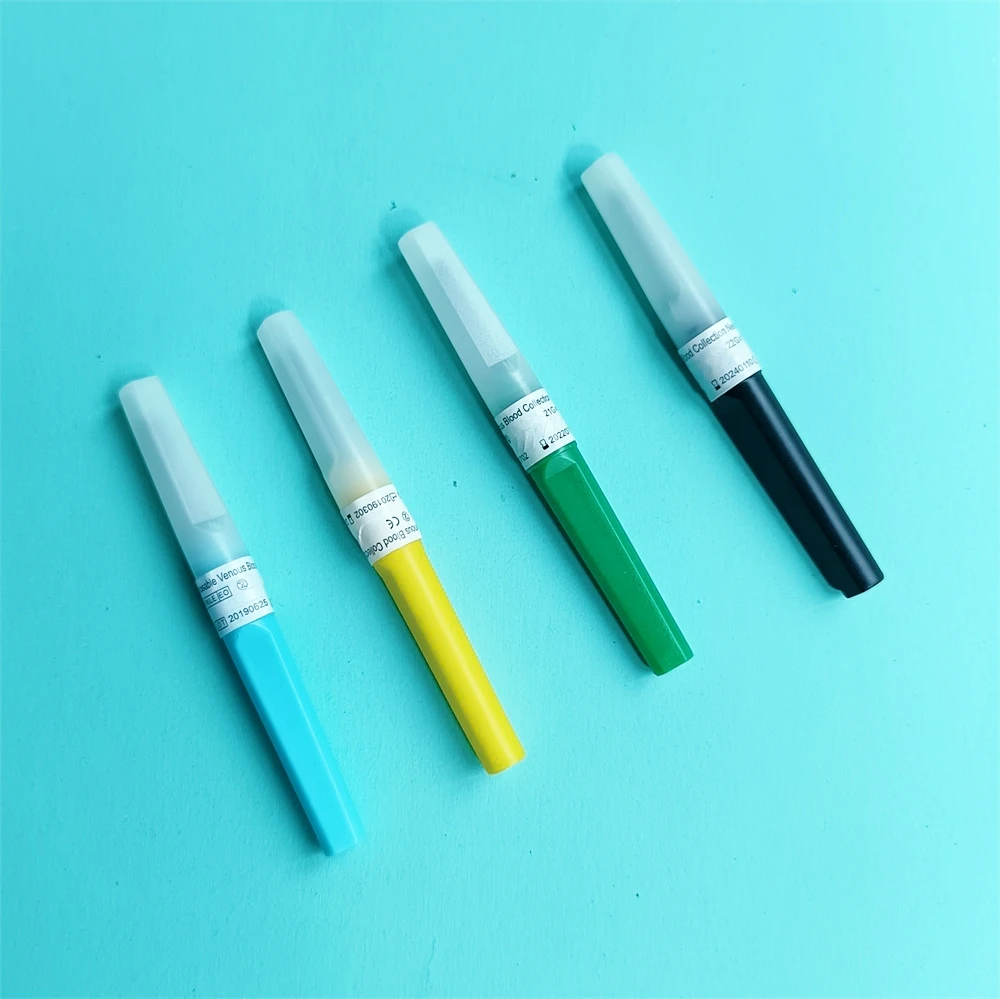 Blood collection needles for vacuum blood collection tubes