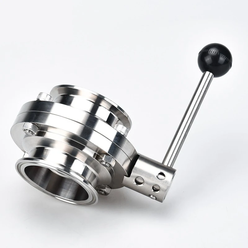 Stainless steel quick mounted butterfly valve 304 sanitary clamp butterfly valve straight through manual valve