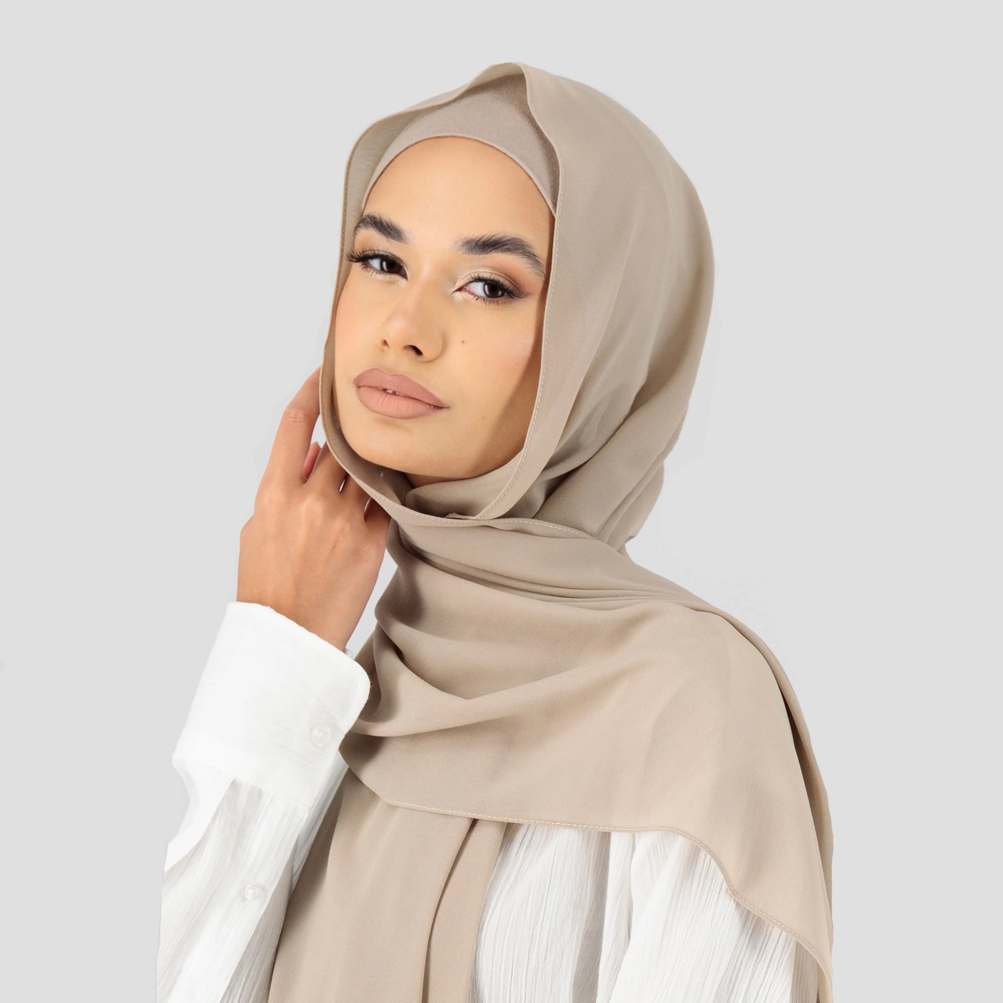 2022 Latest Prefect Matching Chiffon Hijab Set  Chiffon Hijab With Underscarf Matching Color Chiffon Hijab