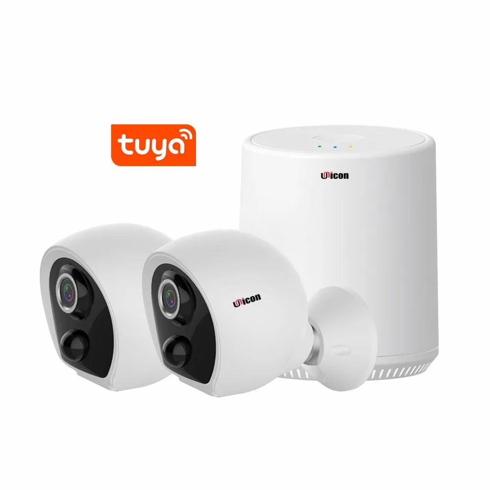 Tuya 2MP 1080P Night Vision Homebase Gateway Siren Alarm Battery Camera Kit Support Alexa
