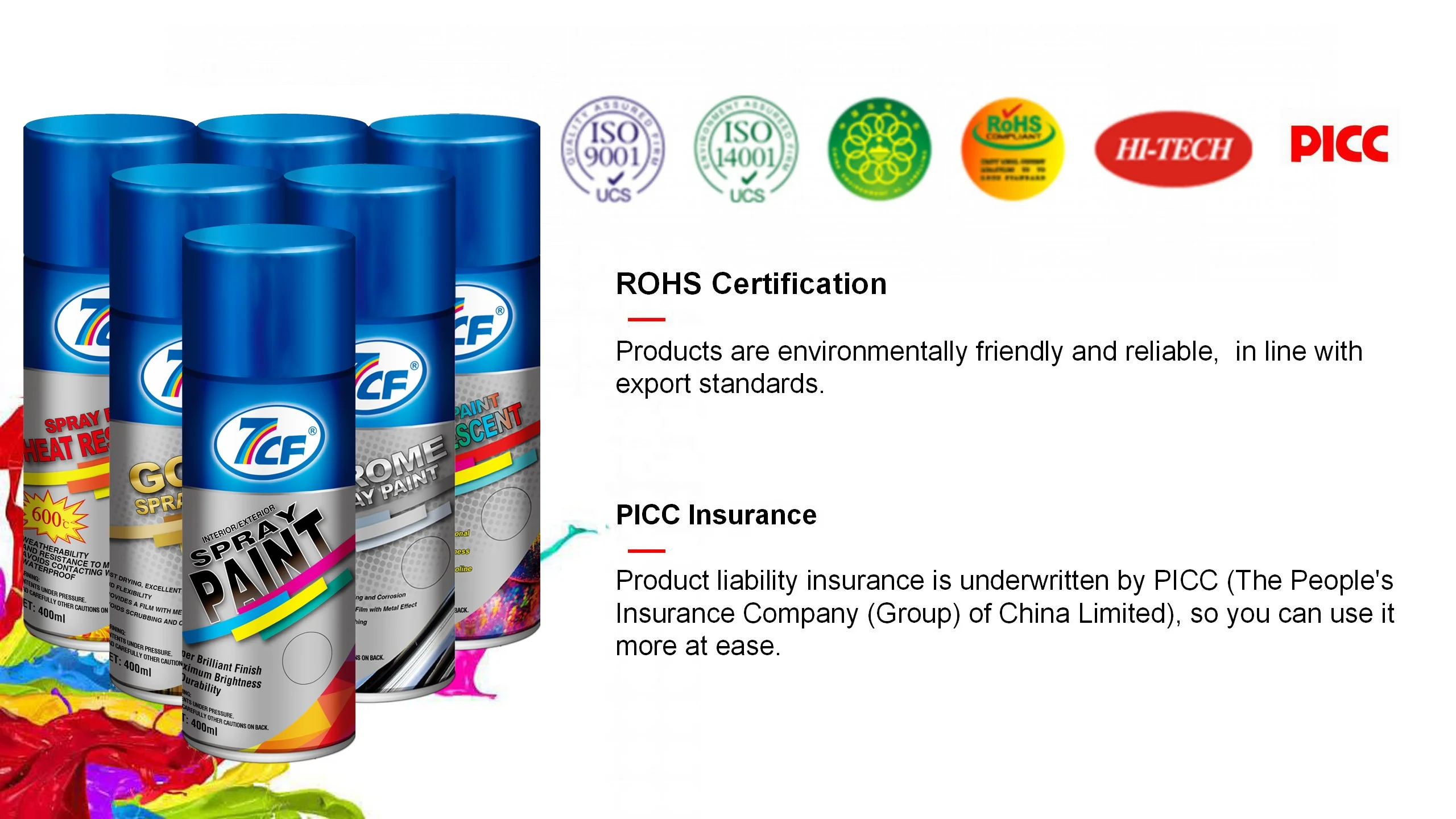 7CF Manufacturer 400ml Black High Gloss Spray Paint