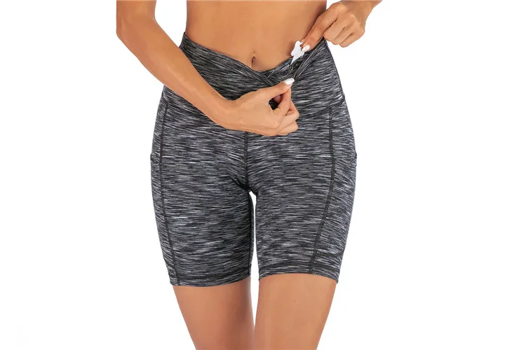 
Hot-Selling High Waist Custom Girls Printed Fitness Gym Running Athletic Shorts With Side Pocket 