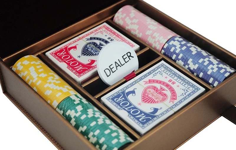 Custom Professional Poker Chip Set with Cards 11.5g 100 Pieces Texas Chips Leather Case