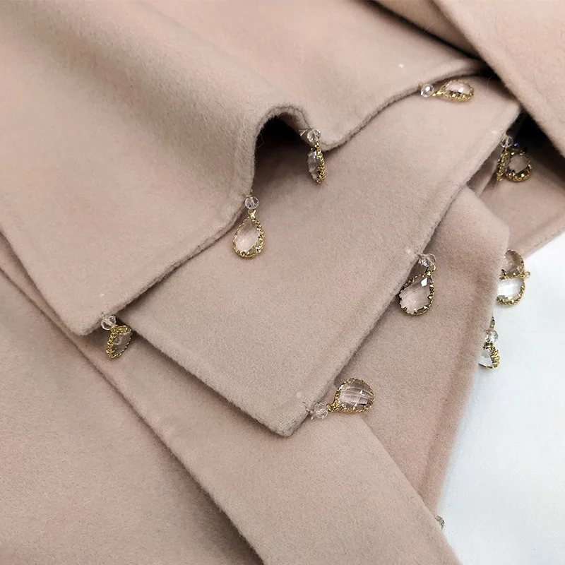 Vintage Cape Poncho Coat Fox Fur Cloak Womens Jacke Bat Sleeve Thick Cardigan Fur Trim Shawl  Wool Cashmere  Outwear Fur Jacket