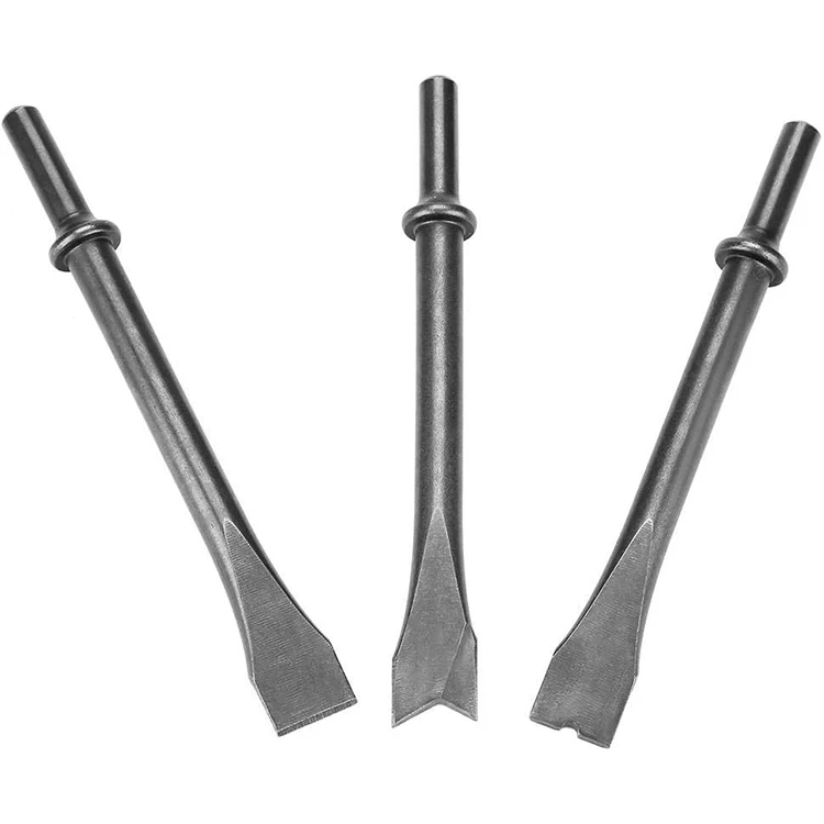 Extra Long 3pcs Air Hammer Chisels Set round Shank Pneumatic Hammer Bit for 150/190/250 Air Hammer 10mm Shank Dia Drill Bits