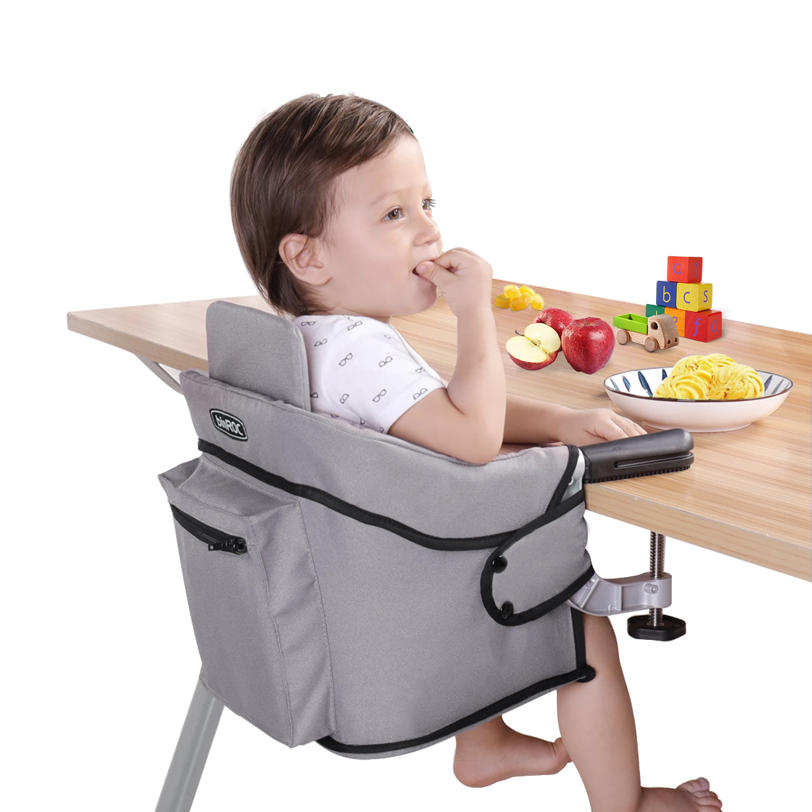 Fold Flat Feeding Booster Seat Attach Fast Table Travel Blue Clip Hook On High Chair