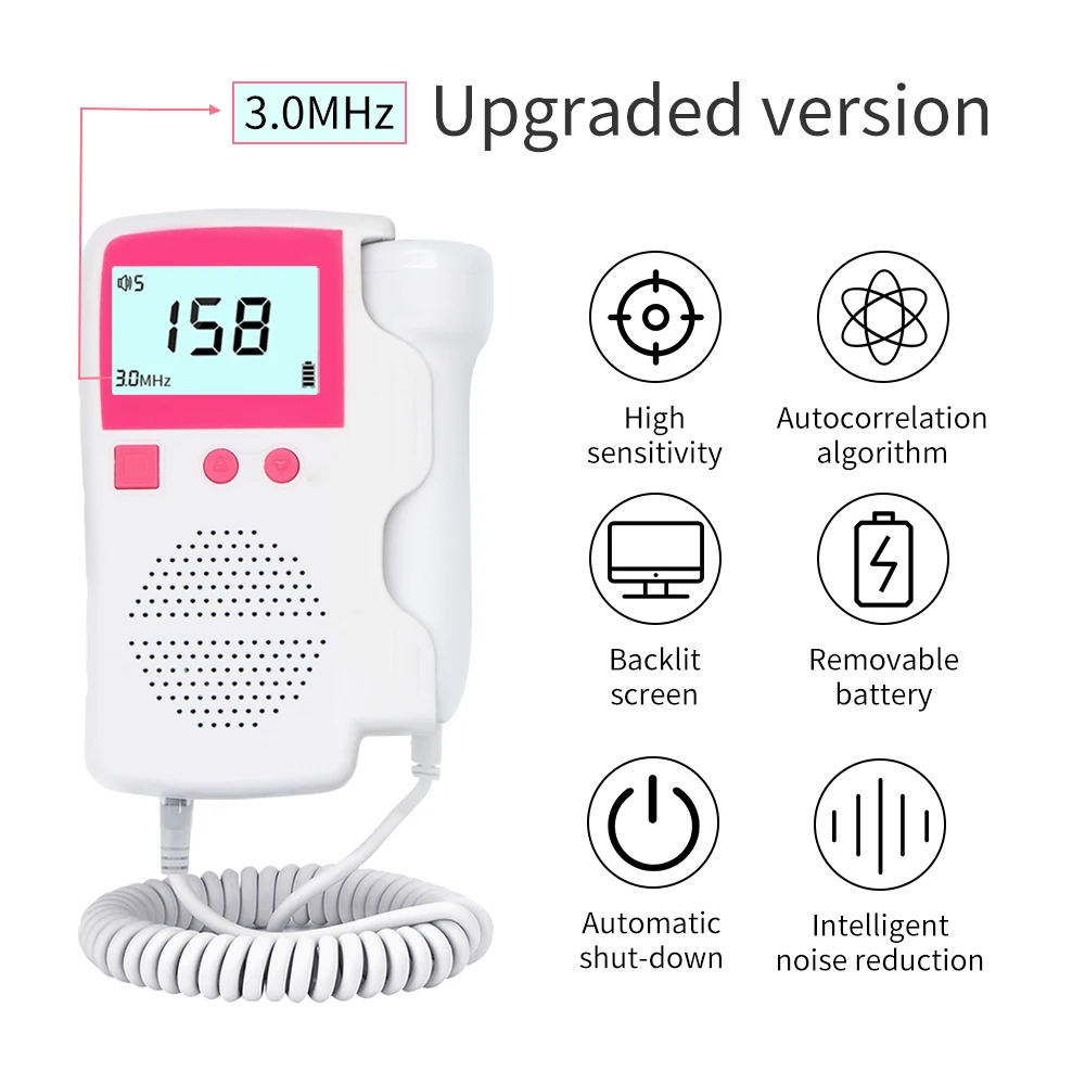 СВЕТОДИОДНЫЙ цифровой пренатальный Карманный Ультразвуковой детектор сердцебиения Цифровой фетальный допплер