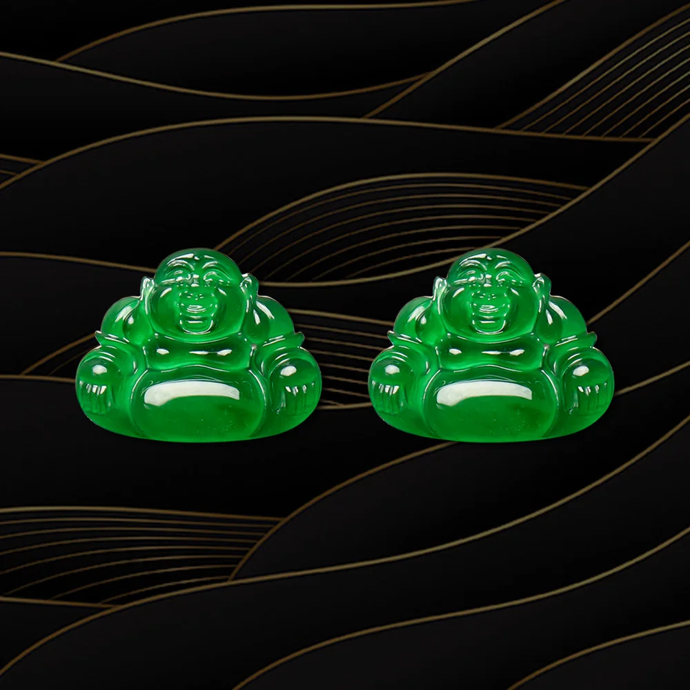 Certified Jadeite Buddha Pendant Green Jadeite Star-Shaped Charm High Quality Natural Stone 2ct Weight