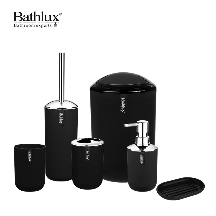 Popular Design Bath Set Cheap Price Plastic 6 Pieces Bathroom Accessory Set  with trash can Bathroom Accessories