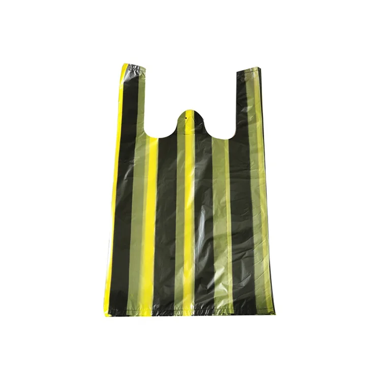 wholesale custom strength disposable PE stripes tote color plastic vest carrier T-shirt bag