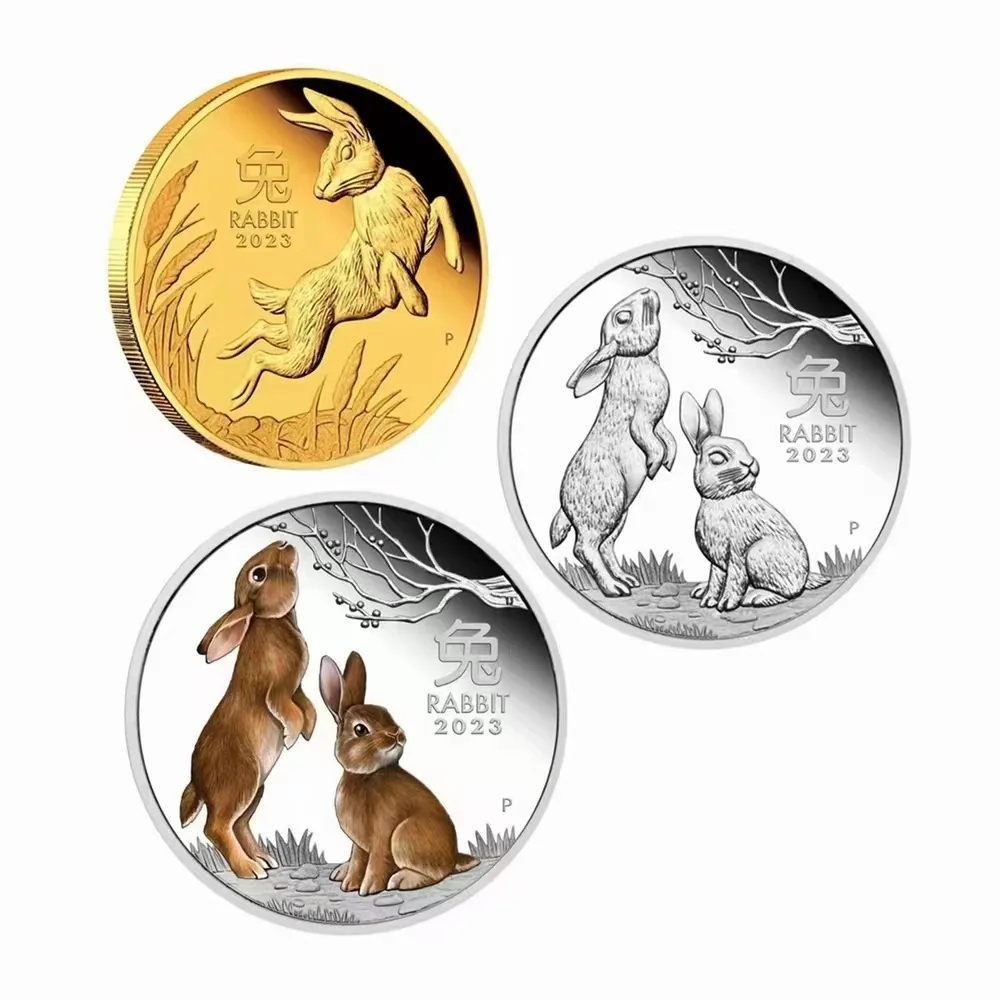 Wholesale 2023 Rabbit Year of the Gold and Silver Zodiac Souvenir Commemorative Coins for Gift