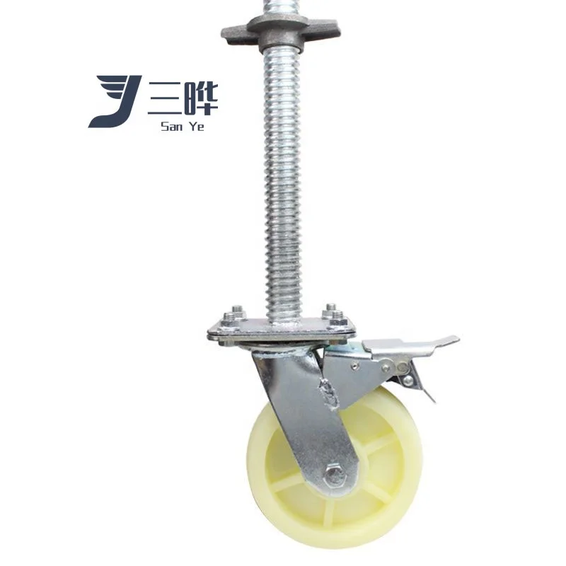 SANYE Sanye 6 Inch 8 Metal Fork Scaffolding Nylon Castor Wheels Rear Locking With 300kgs and 400kgs Loading Weight