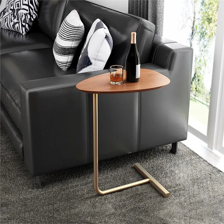 High production modern luxury steel round coffee table brown side tables for living room modern furniture for Supermarket