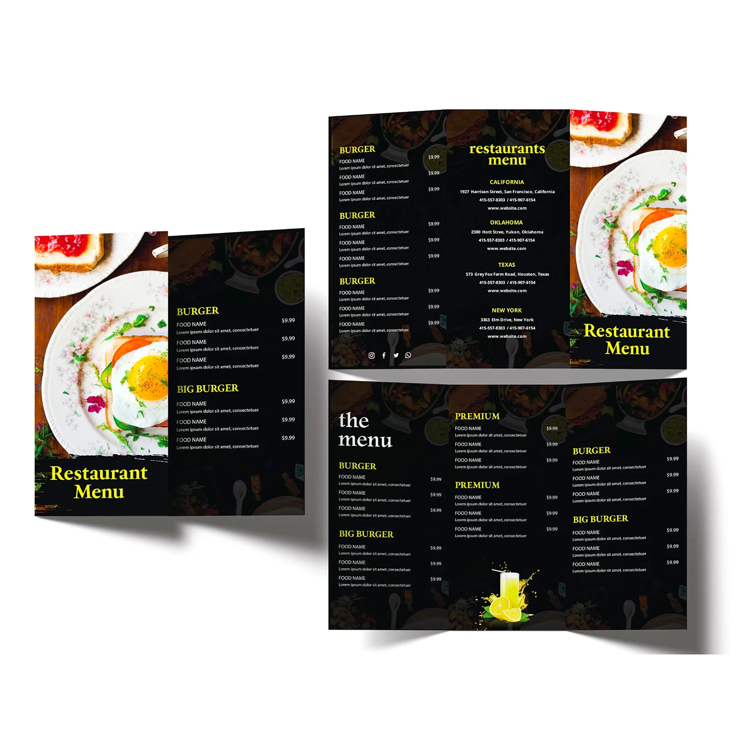 Customized Printed Flyer Trifold Brochure Instruction Manual Advertising Leaflet Takeout Menu Poster Printing