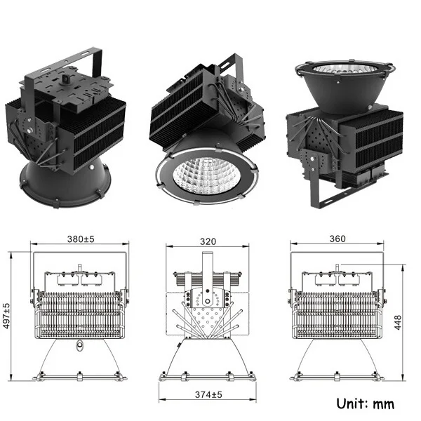 
DLC Meanwell 300 400 500 600 800 1000 Watt Led Stadium Sports Lighting 500w Led Flood Light Outdoor 