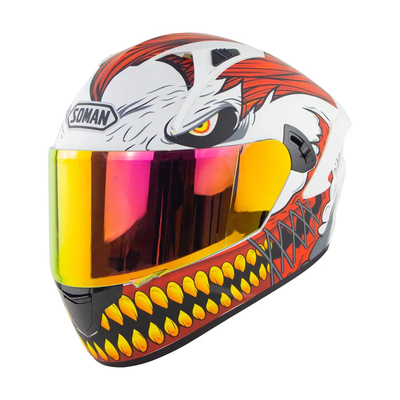 Double Lens Motorcycle Helmet casco moto with Big Spoiler DOT Monster cool fashion street safety helmet