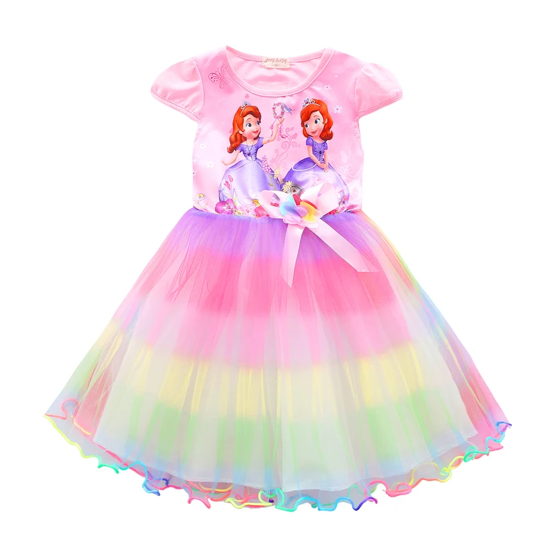 
2019 new design girls cartoon dresses cotton material unicorn dresses for kids 2-6 years old 