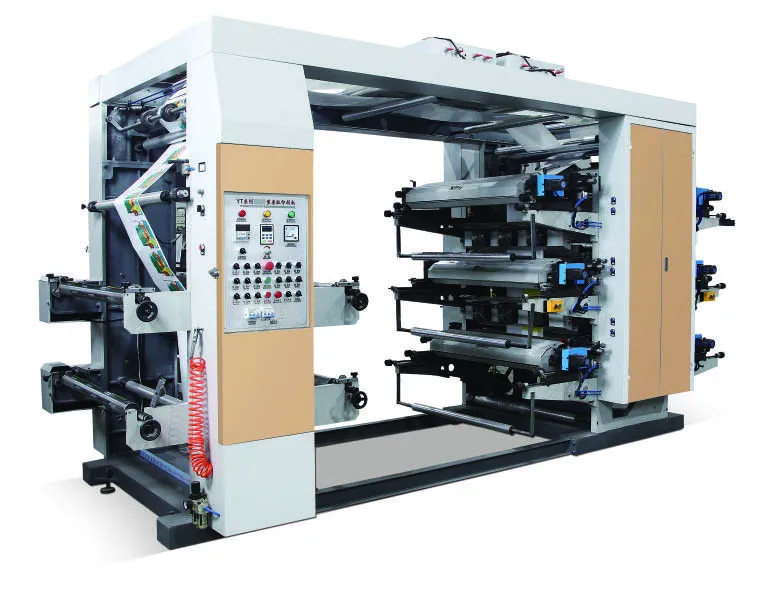 YT-6600 Normal speed 6 colors pe opp pvc material and paperboard flexo web printing machine