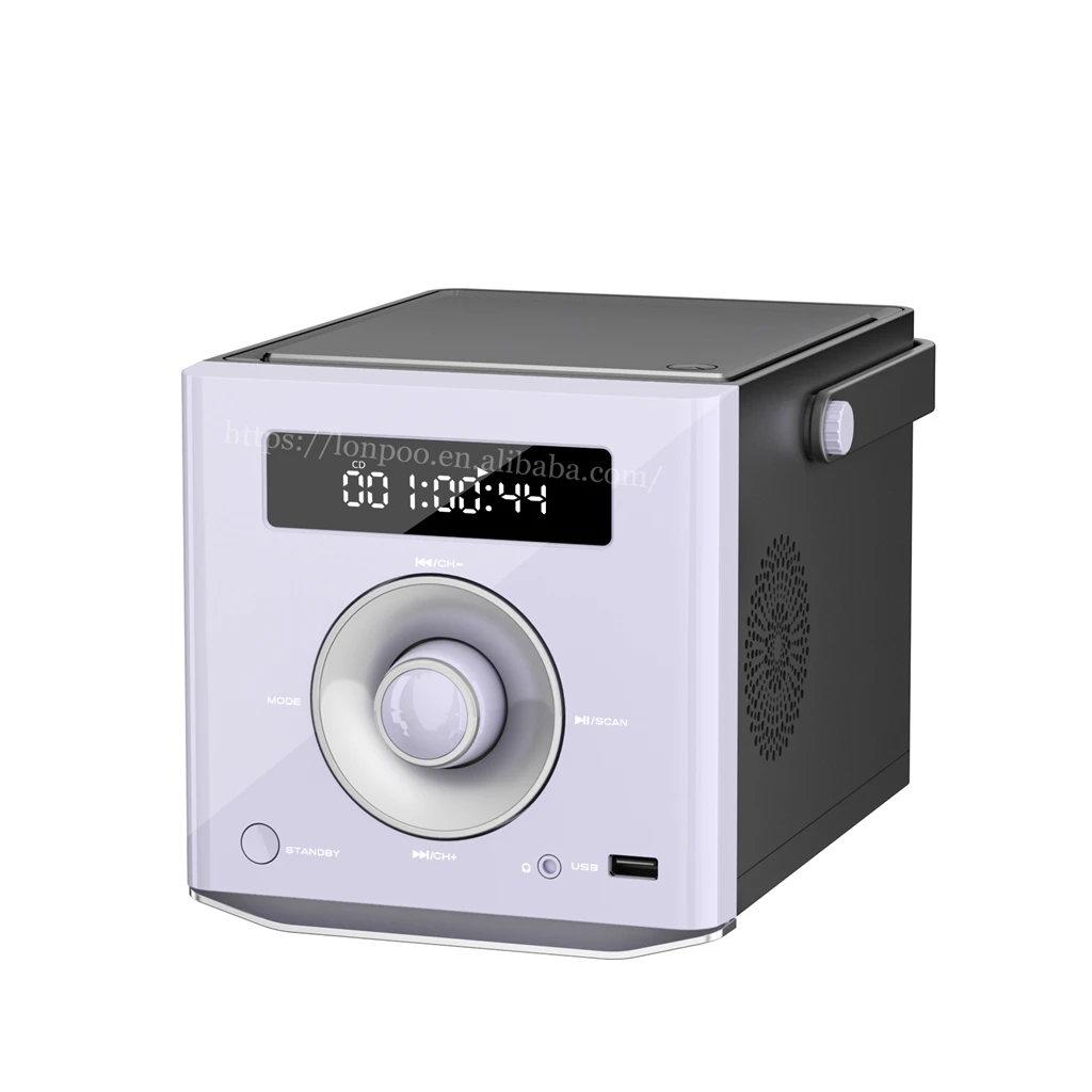 Фиолетовый Ретро mp3 cd плеер boombox с мощным