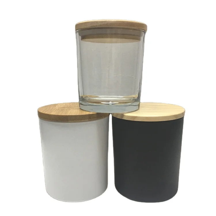 16oz high quality  8X9cm matte black candle glass jar with iron  lid