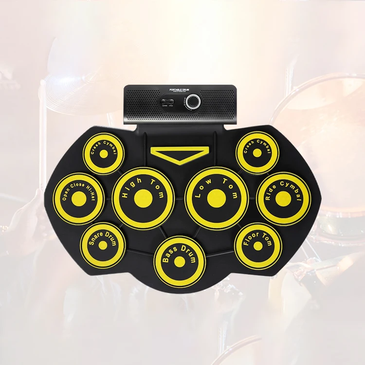 Складной силиконовый игрушечный набор со звуковым электронным цифровым ручным барабаном