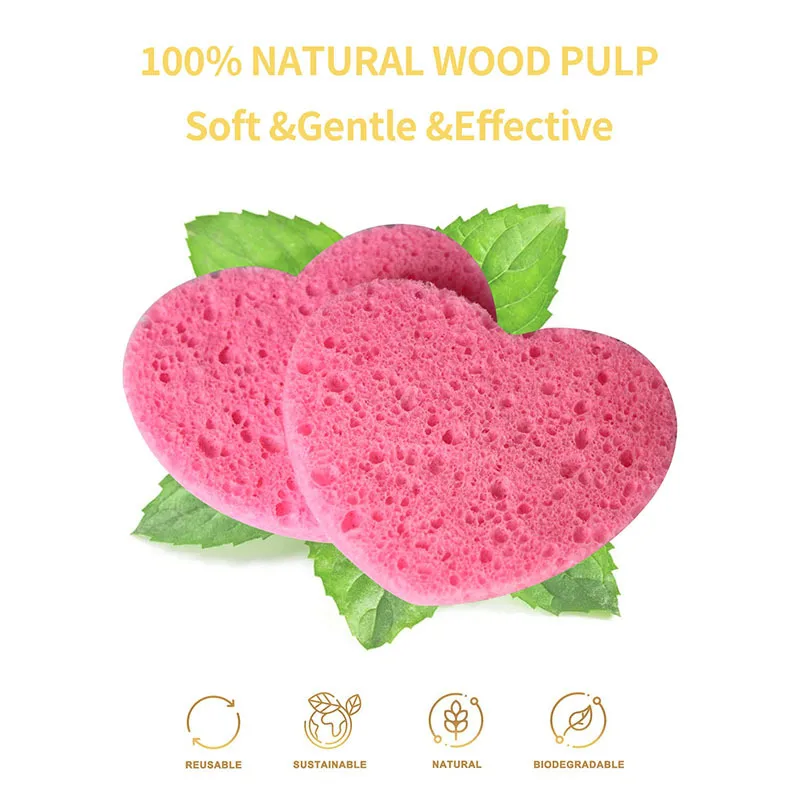 Wholesale Custom Logo Biodegradable Cellulose Compressed Facial Sponge Wood Pulp Face Cleaning Sponges Sheets For Face