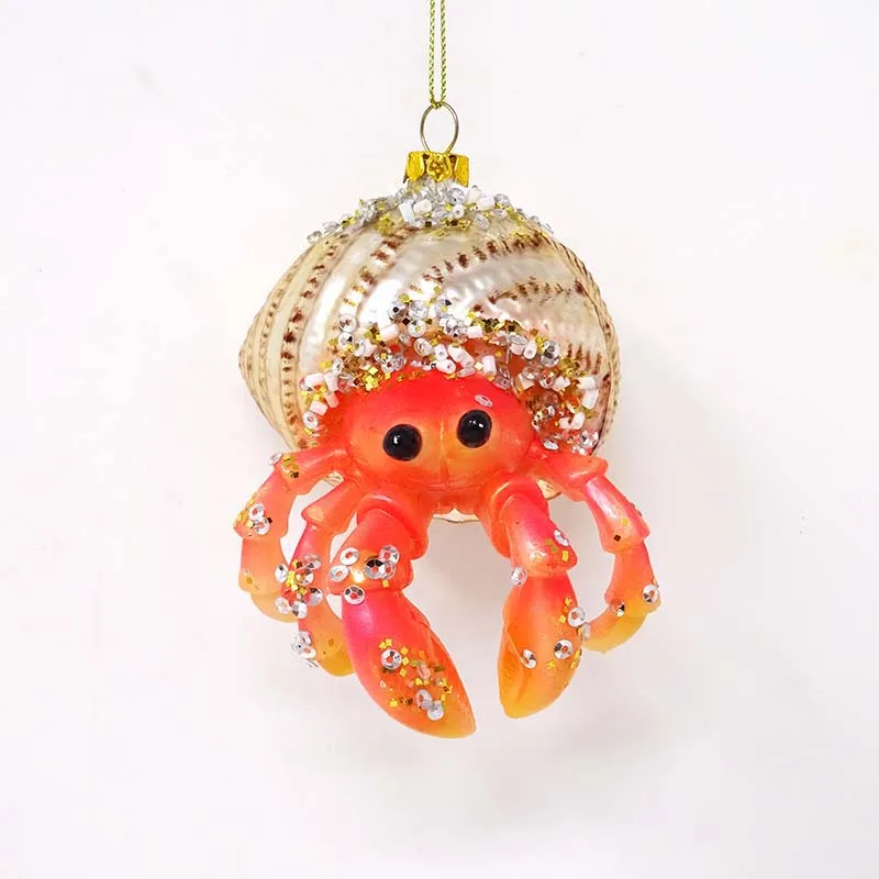 2020 personalized hand painted blown glass Christmas tree decoration ornaments pagurian Crab