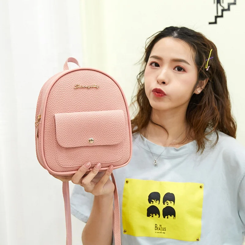 Teenage Girls small Female Phone Pouch Multi-Function Small Bagpack shoulder bag pu leather mini backpack women