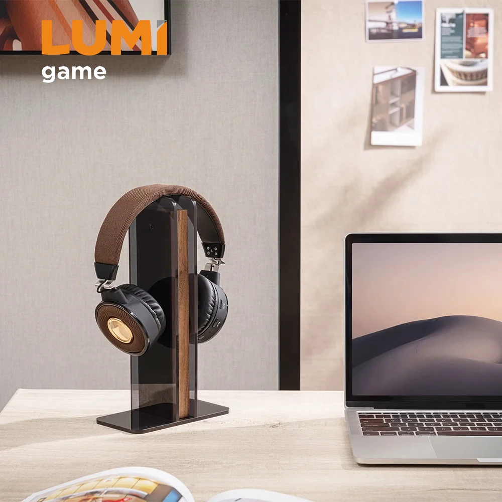 HPS08-1 Acrylix Wood Headphone Stand Holder Headset Stand Holder