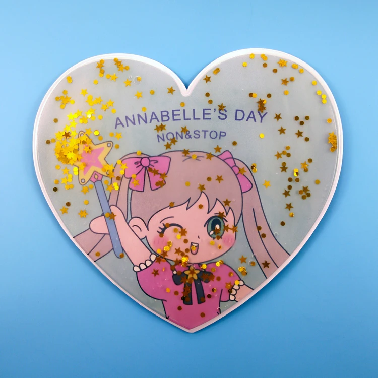 heart shape promotion gift cartoon quicksand mouse pad