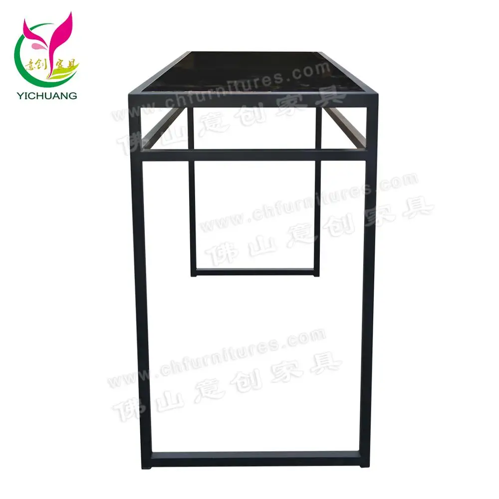 YC-TS154 Wholesale Modern Various Heights Stacking Steel Frame Glass Top Hotel Banquet Nesting Buffet Table