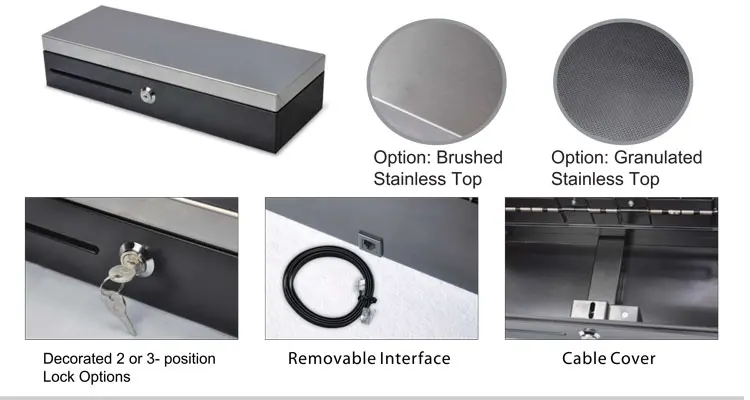 FT-460 Pos system metal material 3-position lock mini flip top cash drawer