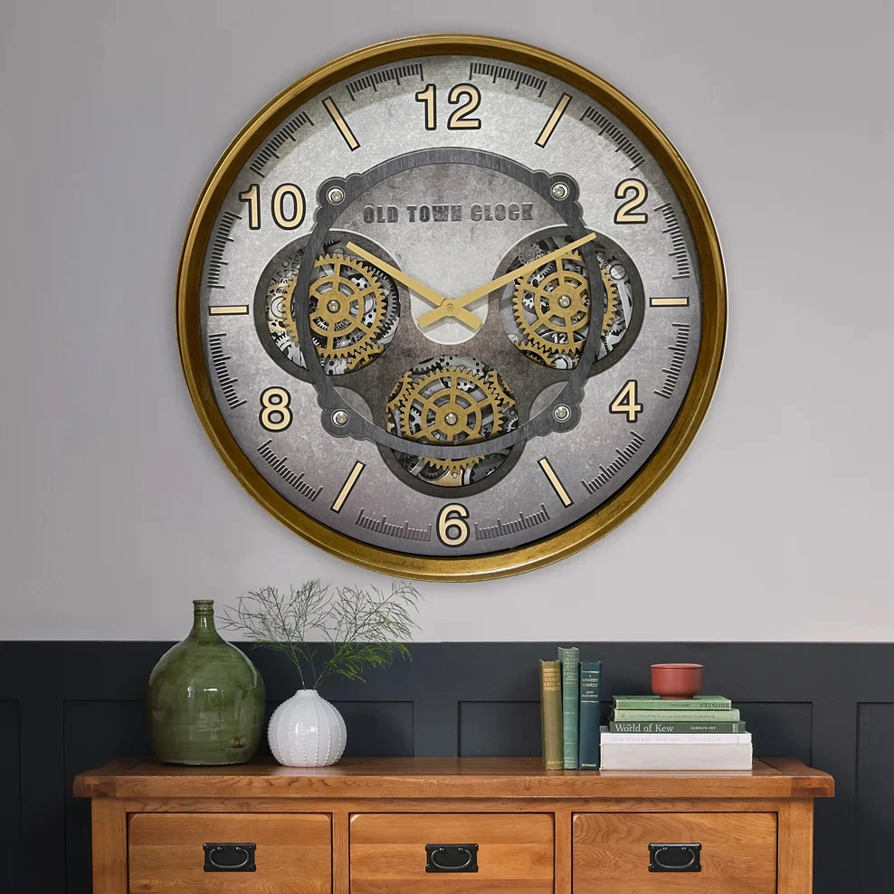 2025 New Round Wall Clock Luxury Style Retro Design Wall Decoration Gear Wall Clock Mechanical Watch