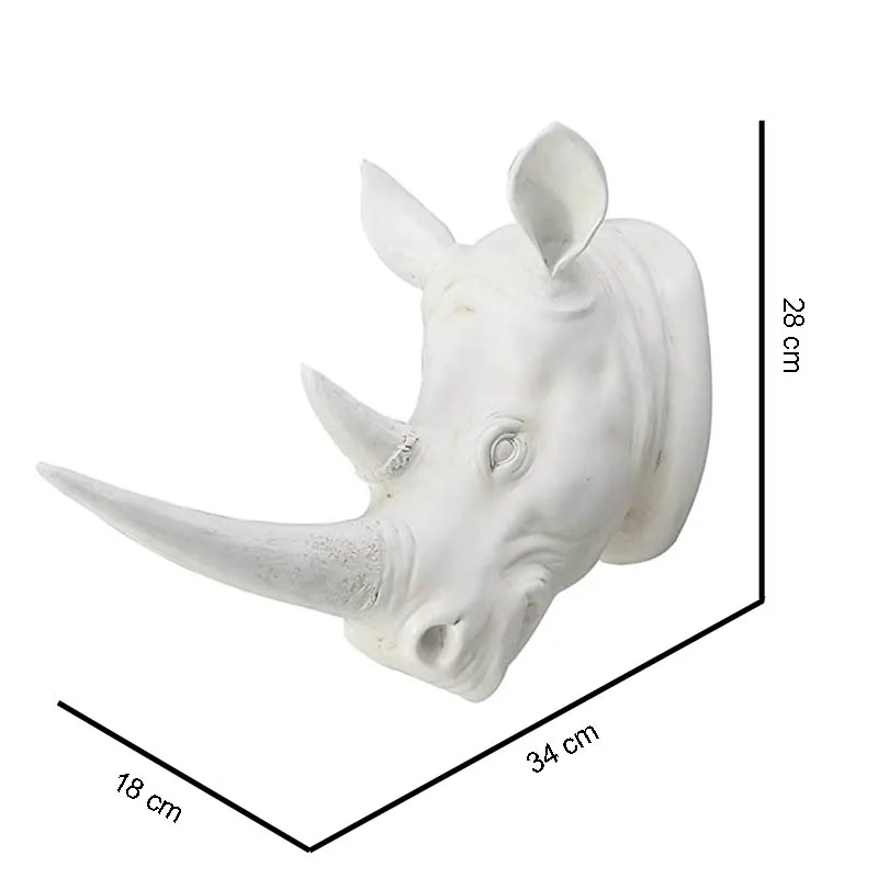 Decorative handmade polyresin wall mounted rhino head sculpture resin hanging decorations animal head statue