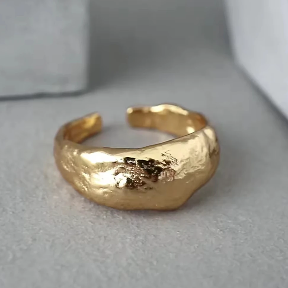 High Quality Jewelry Minimalist Rings 925 Sterling Silver 18K Gold Plated Open Rings For Women