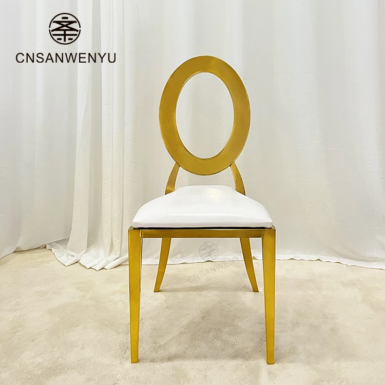 wholesale Round O Back Stainless Steel Gold Wedding Rental Dining Chair in Rose Gold or Brass Gold party chairs