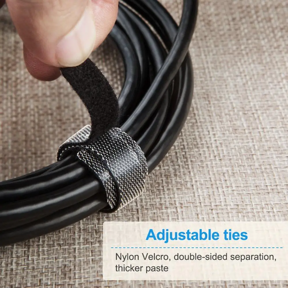 CableCreation 50PC Per Bag Flexible Automatic Double Side Reusable Carry Self Gripping Cinch Straps/Hook Loop cable tie