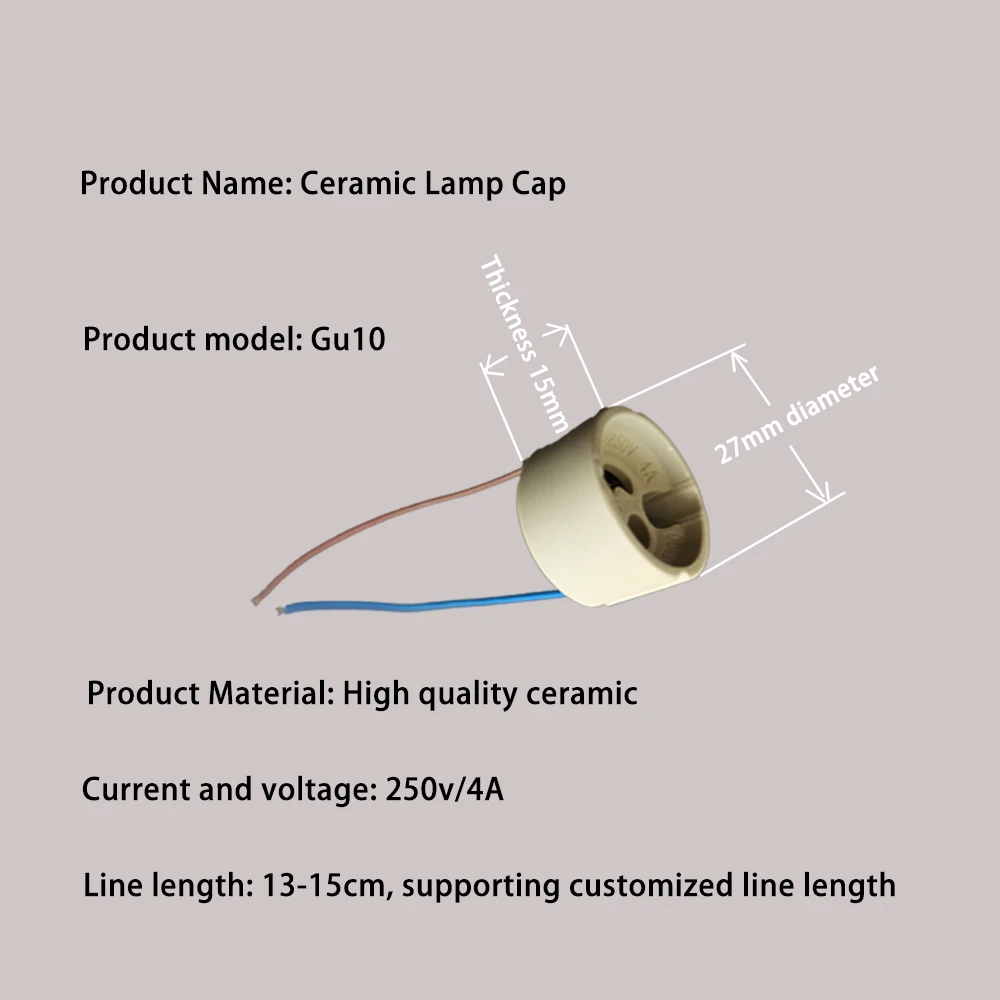 Gu10 Lamp Base Mr16 Wire Connector Adapter Electric Light Ceramic Socket Lampholder